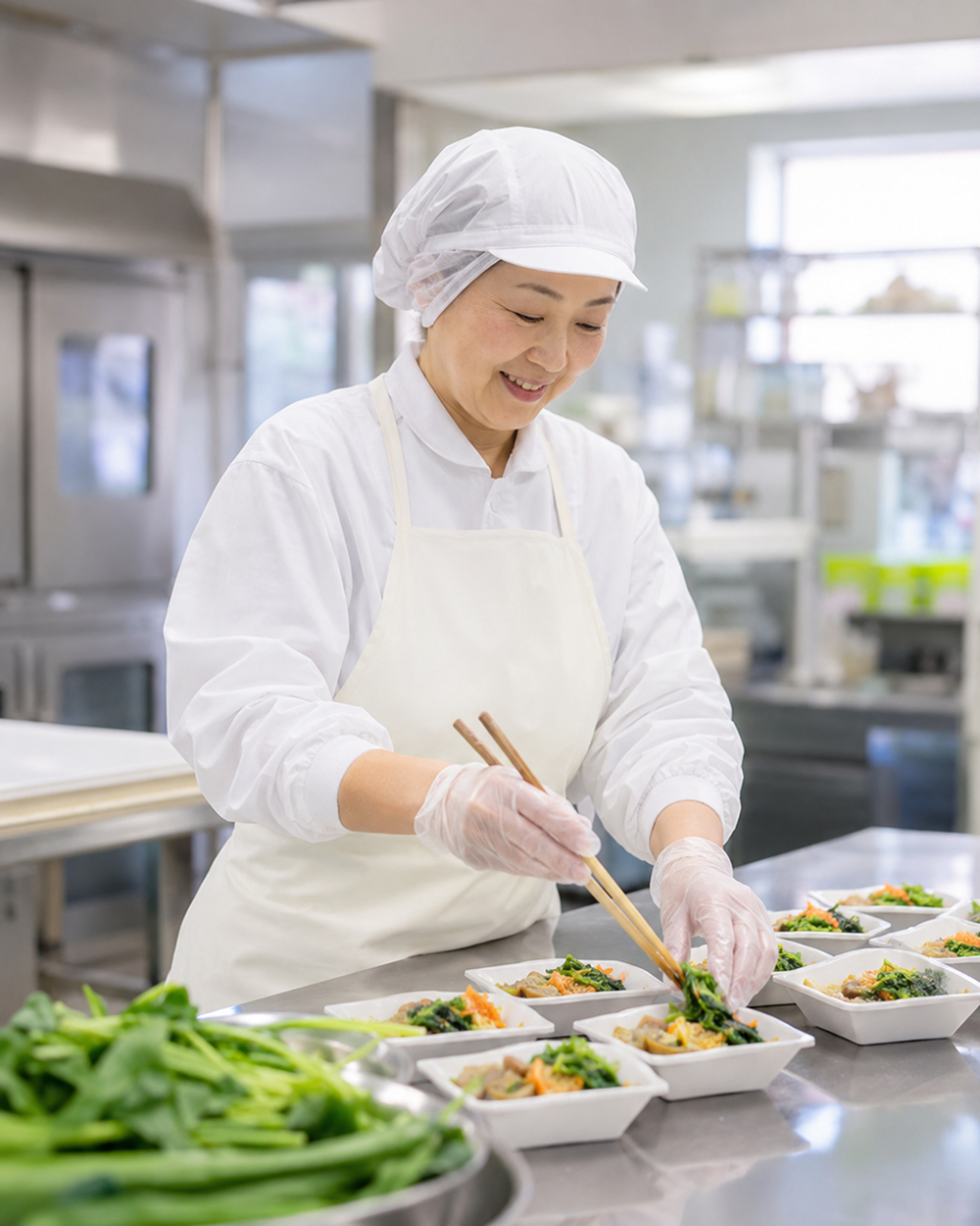 惣菜を丁寧に仕上げるマルミ食品の社員