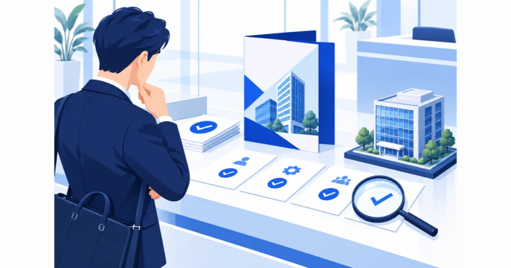 会社概要の書類を確認するイメージ