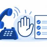 営業電話の受話器と、確認用のチェックリストのイラスト